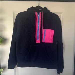 Vintage Jcrew Dark blue with Pink accents Sherpa Pullover.